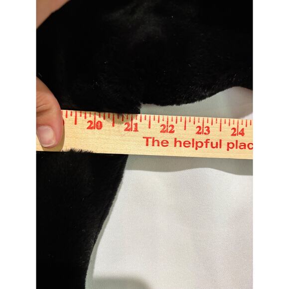 Jones New York Black Faux Fur Coat Jacket Sz S hood mid length Romantic Party - Picture 8 of 13